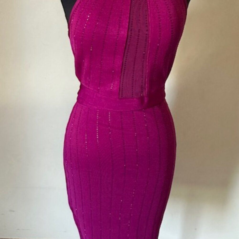 Wow Couture Berry 2 pc Bodycon Halter and Pencil Skirt 8443 Medium
